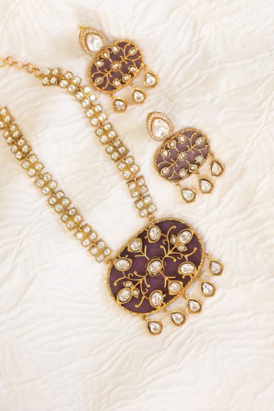 Kamalika Kundan Short Necklace - Amethyst